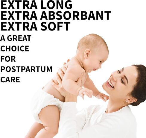 Extra Long Postpartum Maternity Pads with Tails [24 Pack] Large 3''x20'' Maximum Absorbency Heavy Flow Postpartum Incontinence Pads - Ultra Soft Disposable Nursing Pads for New Moms (24) in Saudi Arabia