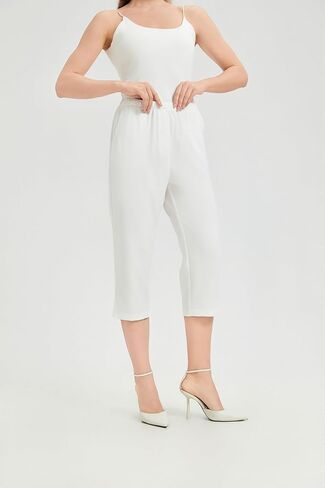 KYAL Women's High Waisted Stretchy Work Capri Pants Straight Leg Business Office Trousers with Pockets in Kuwait
