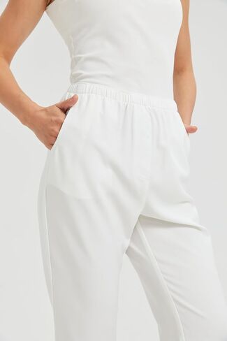 KYAL Women's High Waisted Stretchy Work Capri Pants Straight Leg Business Office Trousers with Pockets in Kuwait