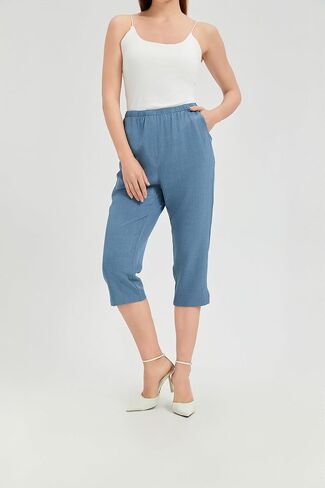 KYAL Women's High Waisted Stretchy Work Capri Pants Straight Leg Business Office Trousers with Pockets in Kuwait