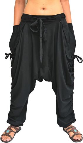 Sakoonee Women Men Baggy Harem Pants Lounge Trousers Palazzo Dhoti Style 2 Pockets Cotton in Kuwait