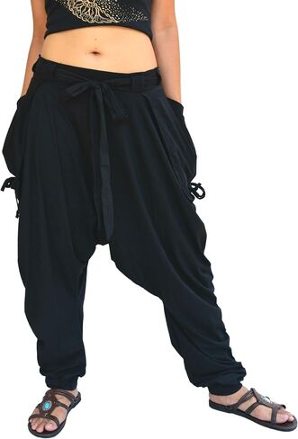Sakoonee Women Men Baggy Harem Pants Lounge Trousers Palazzo Dhoti Style 2 Pockets Cotton in Kuwait