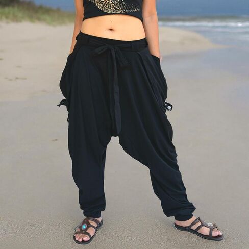 Sakoonee Women Men Baggy Harem Pants Lounge Trousers Palazzo Dhoti Style 2 Pockets Cotton in Kuwait