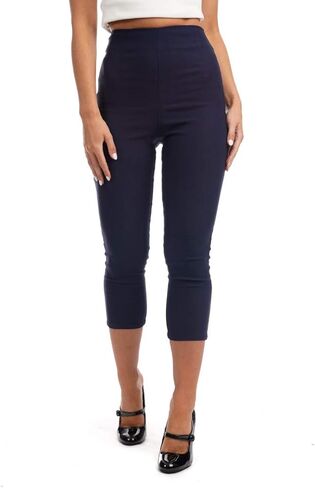 Ro Rox Ella Capri Pants for Women - 1950s Vintage Women's Trousers - High Waist Three Quarter Pant - Zipper & Slits on Back in Kuwait