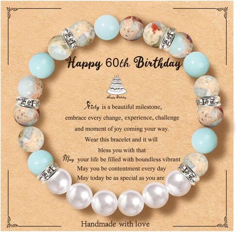 20th 30th 40th 50th 60th 70th Birthday Gifts for Women Teen Girls,Natural Stone Bracelet With Writable Greeting Cards for Friends Mom Sister Grandma Daughter Wife in Kuwait