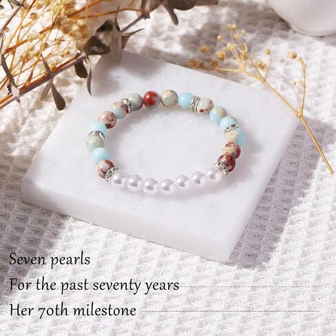 20th 30th 40th 50th 60th 70th Birthday Gifts for Women Teen Girls,Natural Stone Bracelet With Writable Greeting Cards for Friends Mom Sister Grandma Daughter Wife in Saudi Arabia