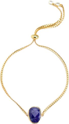 Yellow Tone Brass Snake Chain Bezel Bead Bolo Bracelet - Choice of Colors in Saudi Arabia