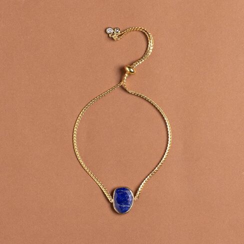 Yellow Tone Brass Snake Chain Bezel Bead Bolo Bracelet - Choice of Colors in Saudi Arabia