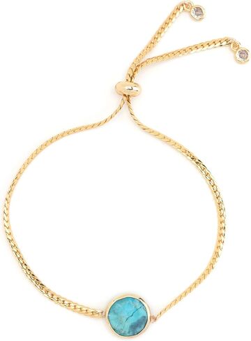Yellow Tone Brass Snake Chain Bezel Bead Bolo Bracelet - Choice of Colors in Saudi Arabia