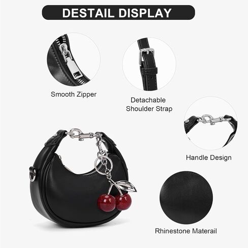 JQWSVE Small Top Handle Bags for Women Rhinestone Mini Purses Ladies Handbags Trendy Crescent Mini Crossbody Purse in Kuwait