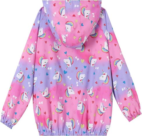 Toddler Girls Jacket Lightweight Hooded Windbreaker Kids Water-Resistant Light Rain Jacket Print Outwear 4-10Y in Saudi Arabia