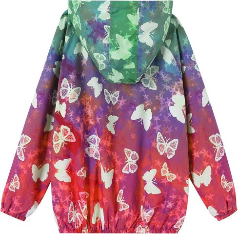 Toddler Girls Jacket Lightweight Hooded Windbreaker Kids Water-Resistant Light Rain Jacket Print Outwear 4-10Y in Saudi Arabia