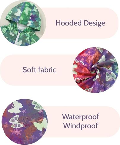 Toddler Girls Jacket Lightweight Hooded Windbreaker Kids Water-Resistant Light Rain Jacket Print Outwear 4-10Y in Saudi Arabia