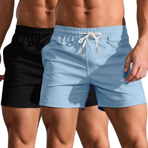 Mens 5" Shorts Cotton Casual Classic Fit Elastic Waist Summer Daily Wear Workout Short in Saudi Arabia