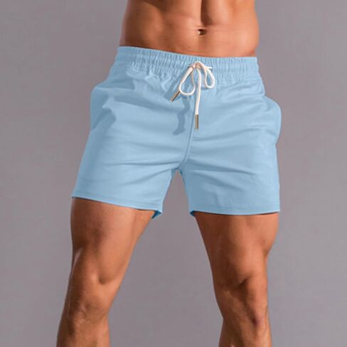 Mens 5" Shorts Cotton Casual Classic Fit Elastic Waist Summer Daily Wear Workout Short in Saudi Arabia