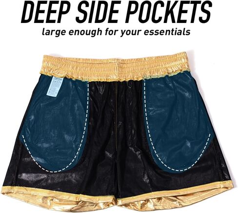 Arjen Kroos Men's Metallic Shorts Sexy Rave Hot Short with Side Pockets and Drawstrings in Kuwait