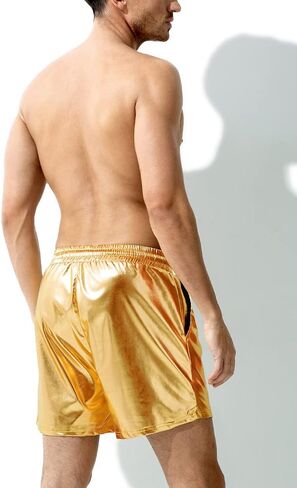 Arjen Kroos Men's Metallic Shorts Sexy Rave Hot Short with Side Pockets and Drawstrings in Kuwait