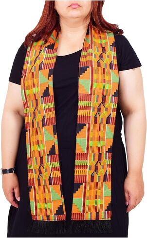 GenOne African Neck Scarf for Men, Kente Scarves Graduation Stole for Boy, Girl Head Scarf in Kuwait
