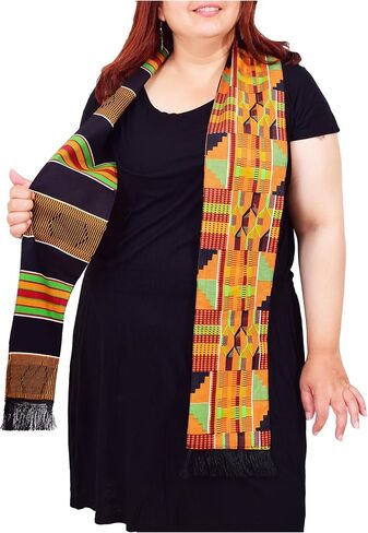 GenOne African Neck Scarf for Men, Kente Scarves Graduation Stole for Boy, Girl Head Scarf in Kuwait