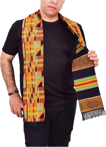 GenOne African Neck Scarf for Men, Kente Scarves Graduation Stole for Boy, Girl Head Scarf in Kuwait