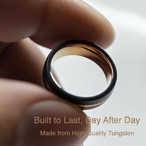 LerchPhi Tungsten Wedding Band for Men, Engraved and Customizable Promise Rings for Him and Her, Width 6MM 8MM Size 6-14, Center Grooved Beveled Edge, Comfort Fit in Saudi Arabia