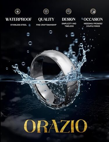 ORAZIO Stainless Steel Rings for Men Women 6MM 8MM Wedding Band Rings Silver/Black/Gold Domed High Polished Basic Wedding Bands Comfort Fit Size 6-14 in Kuwait