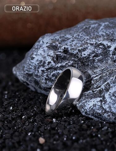 ORAZIO Stainless Steel Rings for Men Women 6MM 8MM Wedding Band Rings Silver/Black/Gold Domed High Polished Basic Wedding Bands Comfort Fit Size 6-14 in Kuwait