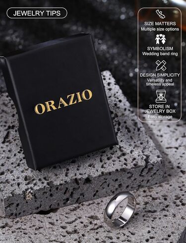 ORAZIO Stainless Steel Rings for Men Women 6MM 8MM Wedding Band Rings Silver/Black/Gold Domed High Polished Basic Wedding Bands Comfort Fit Size 6-14 in Kuwait