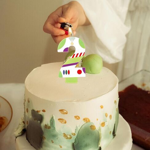 Toy Theme Cartoon Story Candle, Birthday Number Candle Cartoon Birthday Cake Topper Astronaut Robot Toy Candle for Boys Girls Party Supplies (Number 2) in Saudi Arabia
