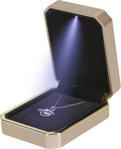 Luxury LED Pendant Necklace Gift Box with LED Light, Velvet Jewelry Storage Display Case for Proposal Engagement Wedding Anniversary Birthday(Black) in Saudi Arabia