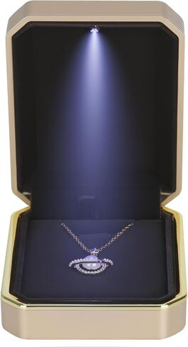 Luxury LED Pendant Necklace Gift Box with LED Light, Velvet Jewelry Storage Display Case for Proposal Engagement Wedding Anniversary Birthday(Black) in Saudi Arabia