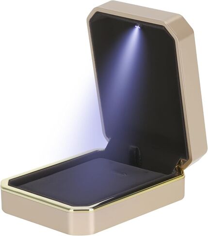 Luxury LED Pendant Necklace Gift Box with LED Light, Velvet Jewelry Storage Display Case for Proposal Engagement Wedding Anniversary Birthday(Black) in Saudi Arabia