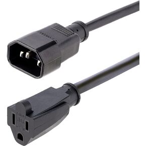 StarTech.com 1ft (0.3m) Power Extension Cord, IEC C14 to NEMA 5-15R, 10A 125V, 18AWG, 10 Pack, Computer Power Extension Cord, AC Outlet Extension Cable for Network Equipment, UL Listed (PAC10010PK)