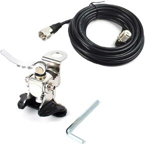 UAYESOK Car Antenna Mount Bracket Clip Trunk Lid Hatchback Mobile Radio Antenna Mount Base with 5M/16.4ft SO239 to PL-259 RG-58 Coax Cable for Vehicle Car HAM Radio Antenna
