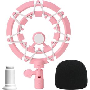 Seiren Mini Microphone Shock Mount - Pink Shock Mount and Pop Filter Compatible for Razer Seiren Mini Mic, Mic Anti Vibration Reduces Vibration Noise Matching Boom Arm by YOUSHARES
