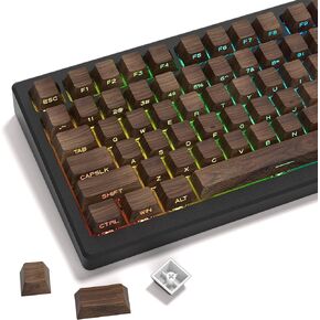 أغطية مفاتيح XVX PBT - أغطية مفاتيح مطبوعة جانبية، تتألق من خلال أغطية مفاتيح مخصصة بنسبة 75 بالمائة، مجموعة أغطية مفاتيح قديمة صبغ فرعي ولقطة مزدوجة، 136 مفتاحًا غطاء لوحة مفاتيح بملف الكرز للوحة المفاتيح الميكانيكية، نسيج الجوز