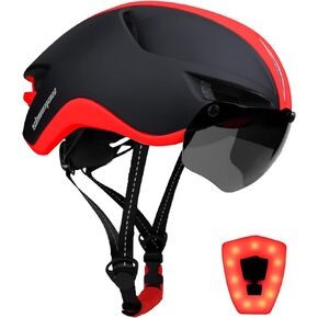 Shinmax Adult Bike Helmet,Bicycle Helmet with Removable Magnetic Goggles & USB Rechargeable LED Light Road Mountain Bike Helmet Adjustable Size Ultralight Cycling Helmet Men Women SM-T88