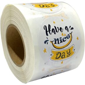 2 Inch Have a Nice Day Stickers,Decorative Business ,Envelope Sealing,Thank You Adhesive Packaging Labels for Tool Boxes,Laptops,500 Pcs Per Roll