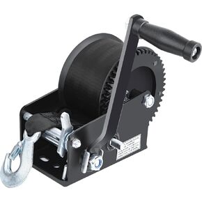 3500lbs Hand Winch Boat Winch, Hand Crank Winch with 8m (26ft) Strap Manual Winches, Two-Way Two-Speed Adjustable Boat Trailer Winch, Corrosion Resistant Towing Winches