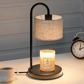 Candle Warmer Lamp with Timer, Dimmable Candle Wax Warmer Electric Candle Warmer with Replacement Bulbs, Bedroom Home Decor Compatible with Various Candles-Linen