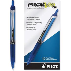 Pilot, Precise V10 RT Refillable & Retractable Rolling Ball Pens, Bold Point 1 mm, Black, Pack of 12
