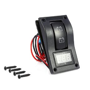 Akozon Boat Voltmeter Switch, 12V DC Marine Boat Voltmeter LED Dual Battery Test Panel Rocker Switch ON-Off-ON with Silicone Gaske