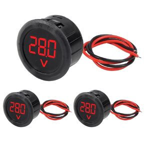 3pcs DC 4-100V LED Digital Display Circular Two-Wire Voltmeter DC Digital Voltmeter Head Display Reverse Connection Protection for Motorcycle Truck Camper Caravan Marine ATV UTV
