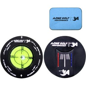 A-ONE Golf Performance Golf Spirit Level Golf Ball Marker, with Magnetic Ball Alignment Tool (Alignment Ball Mark), Our Golf Ball line Marker has an inbuilt Spirit Level to Help Read The Greens,