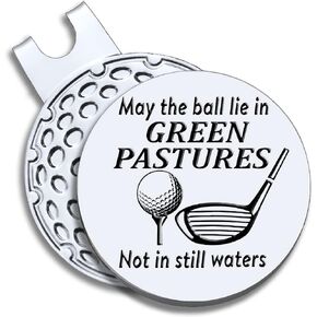 May The Ball Lie in Green Pastures Golf Ball Marker with Magnetic Hat Clip, Funny Golf Gift for Men Woman