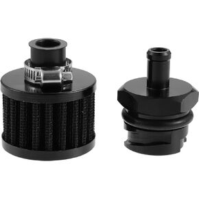 Motoforti Oil Valve Cap Cover, for LSX LS1 LS6 LS2 LS3 LS7 Engines, Aluminum, with Breather, Black, 1 Set