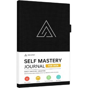 Self-Mastery Journal for Men - Gratitude and Productivity Journal for More Happiness, Positivity, Growth, Mindfulness, Self Care and Reflection - Guided Inspirational Journal for Men & Women (Black)