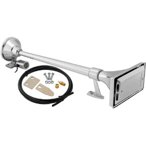 Vixen Horns Loud Single Chrome Plated Train Air Horn with Weather Protection Cover 12V/24V, Ideal for Exterior roof mounting on Emergency Vehicle,Fire Truck,Ambulance,Semi,Rv,Boat VXH1264