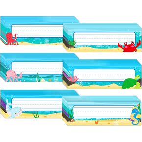 36Pcs Name Plates for Classroom Desk Sea Animal Personalized Desk Name Tags Stickers for Kids Students Adhesive Labels School Classroom Decorations Students Teachers Back to School Supplies