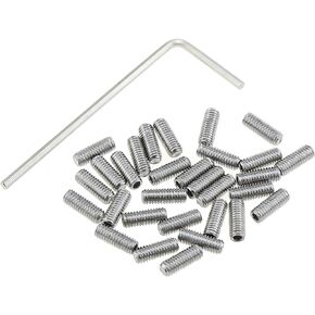 30PCS M3x8 Silver Stainless Steel Guitar Bridge Saddle Height Adjustment Screw with Wrench for Electric Guitar and Bass